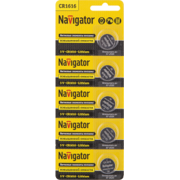 Элемент питания литиевый CR1616 94 779 NBT-CR1616-BP5 (блист.5шт) Navigator 94779