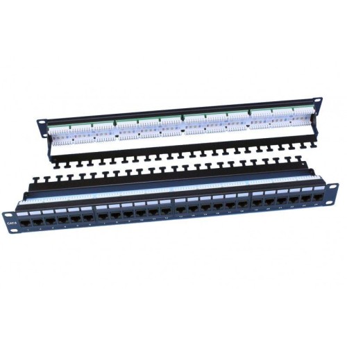 Патч-панель 19дюйм 1U RJ45 кат.6 24 порта Dual IDC ROHS PP3-19-24-8P8C-C6-110D черн. Hyperline 24610
