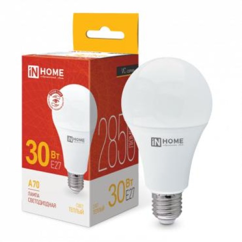 Лампа светодиодная LED-A70-VC 30Вт грушевидная 3000К тепл. бел. E27 2850лм 230В IN HOME 469061202412