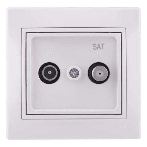 Розетка телевизионная проходная TV/SAT Mira с бел. вставкой бел. LEZARD 701-0202-160