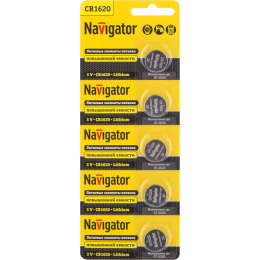 Элемент питания литиевый CR1620 94 780 NBT-CR1620-BP5 (блист.5шт) Navigator 94780