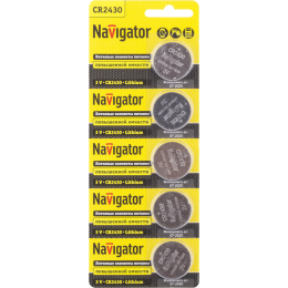 Элемент питания литиевый CR2430 94 781 NBT-CR2430-BP5 (блист.5шт) Navigator 94781