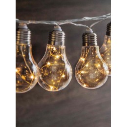 Гирлянда светодиодная "Лампочка" 40LED бел. на солнечной батарее аккумулятор AA NI-MH 600мА.ч КОСМОС
