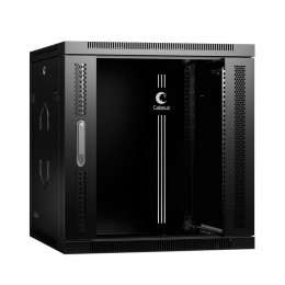 Шкаф телекоммуникационный настенный SH-05F-12U60/35-BK 19дюйм 12U 600х350х635мм дверь стекло черн. (
