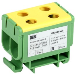Клемма вводная силовая КВС 6-50 кв.мм. 2-ряд. PE IEK YZN23-050-K52