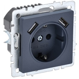 IEK BRITE BASE Маренго Розетка с з/к/ш 16А с USB A+A 3,1А РЮш10-2-БрМ
