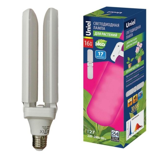 Лампа светодиодная LED-P65-16W/SPSB/E27/FR/P2 PLP32WH 16Вт P65 лепестковая матовая E27 для растений