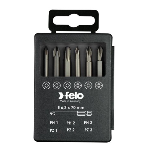 Набор бит PZ/PH Industrial 70мм в кейсе 6 бит FELO 03291716