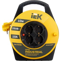 Удлинитель на катушке 4х10м с заземл. 10А IP20 Industrial УК10 3х1 термозащита IEK WKP14-10-04-10