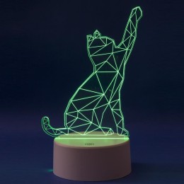Светильник ULI-M501 RGB/3AAA CATTY/WHITE с эффектом 3D «Кошка» 3AAA (не в/к) 1 светодиод. RGB свет.