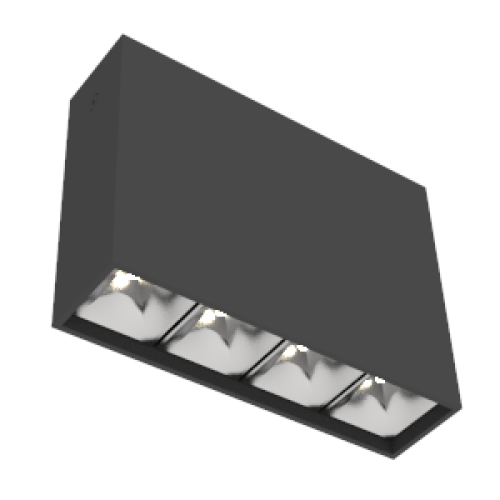 Светильник светодиодный DL-Box Reflect Multi 1х4 10Вт 3000К 150х40х115 накладной 55град. RAL9005 чер