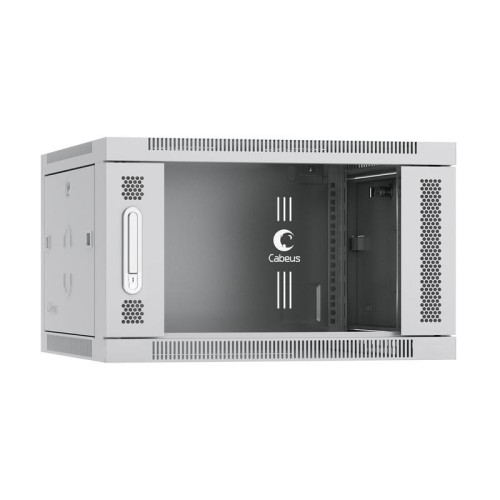 Шкаф телекоммуникационный настенный SH-05F-6U60/60 19дюйм 6U 600х600х368мм дверь стекло сер. (RAL 70