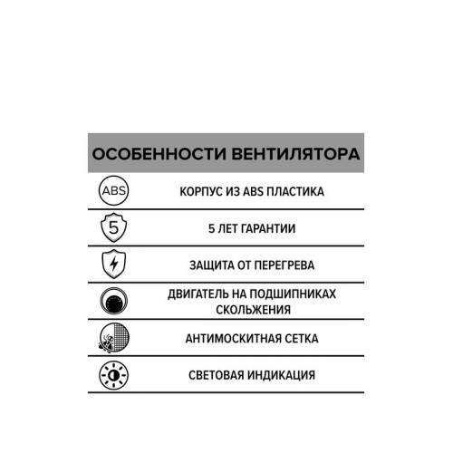 Вентилятор вытяжной осевой D125 с индикацией работы ERA STANDARD 5S