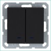 Выключатель 2-кл. 10А IP20 с подсветкой механизм черн. матовый soft touch Jasmart G3023NPB