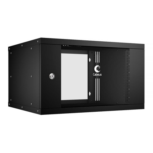 Шкаф телекоммуникационный настенный разборный LIGHT WSC-05D-6U55/45-BK 19дюйм 6U дверь стекло черн.
