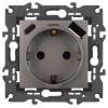 Розетка Elegance 14-4108-16 16A 250В 2P+E защ. шторки с USB type-A+C 3А 5В титан Эра Б0067695