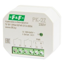 Реле промежуточное PK-2Z-230 100-265В AC/DC 16А 2NO/NC для установки в монтаж. коробку d60мм IP20 F&