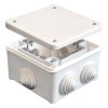 Коробка распределительная ОП 85х85х45мм IP54 с клемм. 7 выходов 3 гермоввода 16А 24 контакта крышка