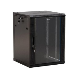 Шкаф настенный TWB-1845-GP-RAL9004 19дюйм 18U 908х600х450мм стеклян. дверь с перфорацией по бокам ру