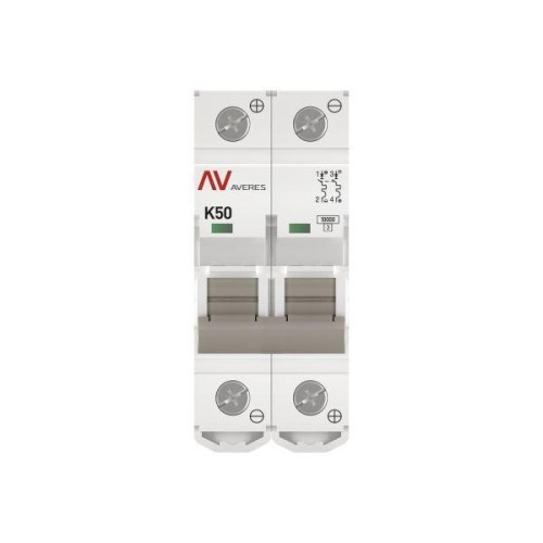Выключатель автоматический модульный 2п K 50А 10кА AV-10 DC AVERES EKF mcb10-DC-2-50K-av