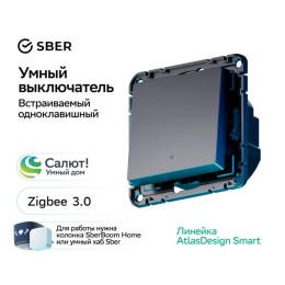 Выключатель 1-кл. AtlasDesign Smart 10А (сх. 1) L+N с подсветкой Zigbee механизм карбон SE ATN001013