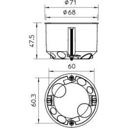 Коробка монтажная 68х47х68мм HG 60 PP для полых стен OBO 2003414