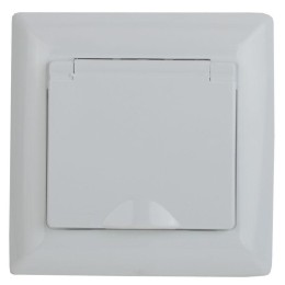 Розетка 1-м СП Solo 16А 250В IP44 2P+E Schuko защ. шторки с крышкой бел. Intro Б0043361