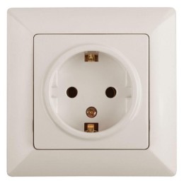 Розетка 1-м СП Solo 4-206-02 16А IP20 250В 2P+E Schuko с заземл. защ. шторки слон. кость Intro Б0053
