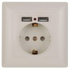 Розетка 1-м СП Solo 4-410-02 16А IP20 250В 2хUSB P+E Schuko с заземл. защ. шторки слон. кость Intro
