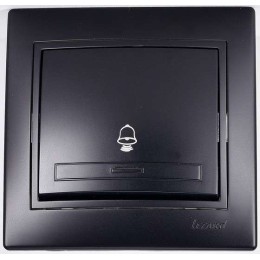 Кнопка звонка 1-кл. 1п СП Mira 10А IP20 со вставкой черн. бархат LEZARD 701-4242-103
