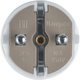 Вилка прямая 61 359 NCA-PL02-16A-E-WH с заземл. бел. Navigator 61359