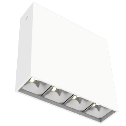 Светильник светодиодный DL-Box Reflect Multi 1х4 10Вт 3000К 150х40х150 накладной 36град. RAL9003 бел