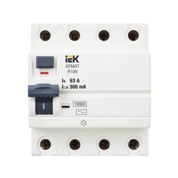Выключатель дифференциального тока (УЗО) 4п 63А 300мА тип AC ВДТ R10N ARMAT IEK AR-R10N-4-063C300