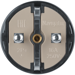 Вилка прямая 61 360 NCA-PL02-16A-E-BL с заземл. черн. Navigator 61360