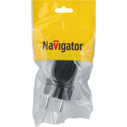 Вилка прямая 61 360 NCA-PL02-16A-E-BL с заземл. черн. Navigator 61360