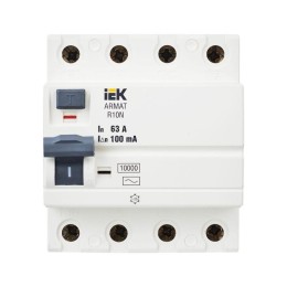 Выключатель дифференциального тока (УЗО) 4п 63А 100мА тип AC ВДТ R10N ARMAT IEK AR-R10N-4-063C100