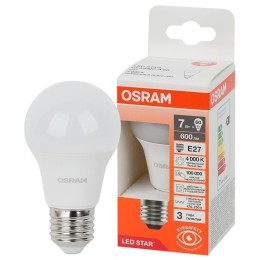 Лампа светодиодная LED Star 7Вт грушевидная 4000К E27 600лм (замена 60Вт) OSRAM 4058075695689