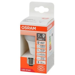 Лампа светодиодная LED Star 7Вт грушевидная 4000К E27 600лм (замена 60Вт) OSRAM 4058075695689