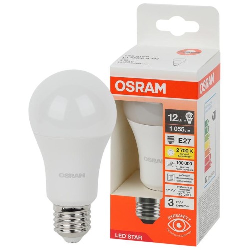 Лампа светодиодная LED Star 12Вт грушевидная 2700К E27 1055лм (замена 100Вт) OSRAM 4058075695290