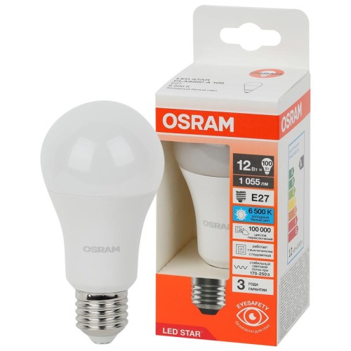 Лампа светодиодная LED Star 12Вт грушевидная 6500К E27 1055лм (замена 100Вт) OSRAM 4058075695351
