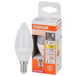 Лампа светодиодная LED Star 7Вт свеча 2700К E14 600лм (замена 60Вт) OSRAM 4058075696297