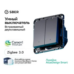 Выключатель 2-кл. AtlasDesign Smart 10А (сх. 5) L+N с подсветкой Zigbee механизм карбон SE ATN001053