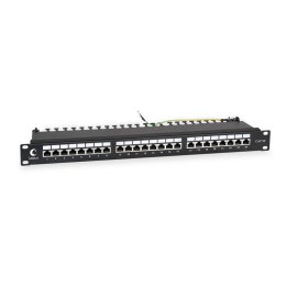 Патч-панель 19дюйм 1U 24 порта RJ45 кат.5E Dual IDC PL-24-Cat.5e-SH-Dual IDC полностью экранир. Cabe
