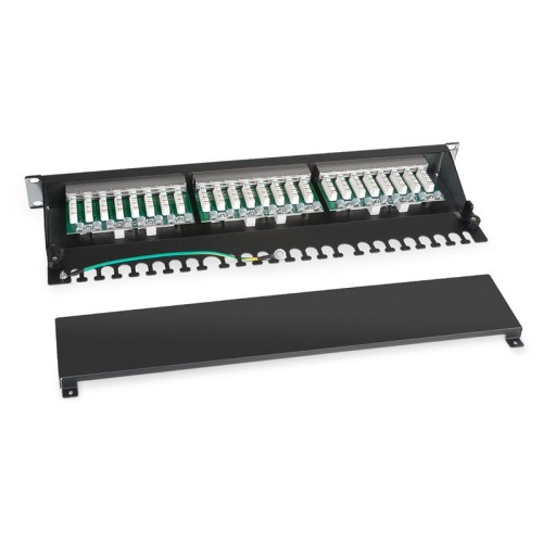 Патч-панель 19дюйм 1U 24 порта RJ45 кат.5E Dual IDC PL-24-Cat.5e-SH-Dual IDC полностью экранир. Cabe