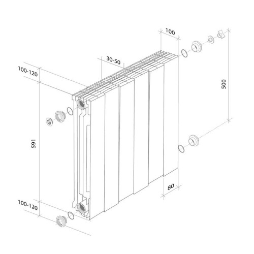 Радиатор биметал. PianoForte 500 new/Bianco Traffico-6 секц. RTPN50006 Royal Thermo НС-1176326