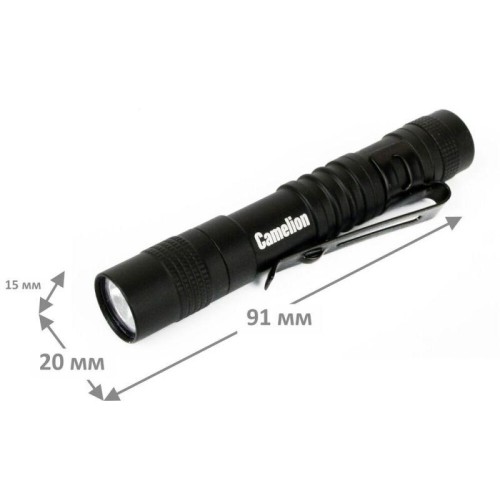 Фонарь LED51516 XPE 3 режима 1хLR03 (в компл.) алюм. черн. (открывающ. блист.) Camelion 12916