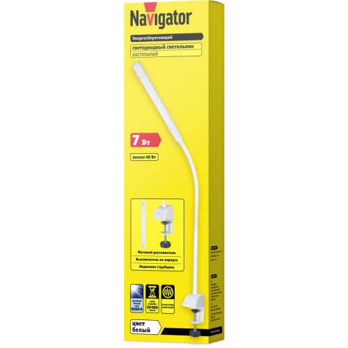 Светильник 71 838 NDF-С007-7W-6K-WH-LED на струбцине бел. Navigator 71838