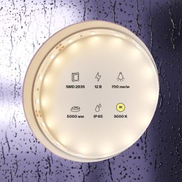 Лента светодиодная 12В 2835 7.2Вт/м 3000К IP65 (уп.5м) Maytoni 20004