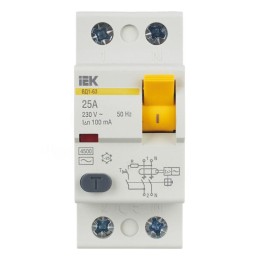 Выключатель дифференциального тока (УЗО) 2п 25А 100мА тип AC ВД1-63 KARAT IEK MDV10-2-025-100