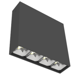 Светильник светодиодный DL-Box Reflect Multi 1х4 14Вт 4000К 150х40х150 накладной 55град. RAL9005 чер